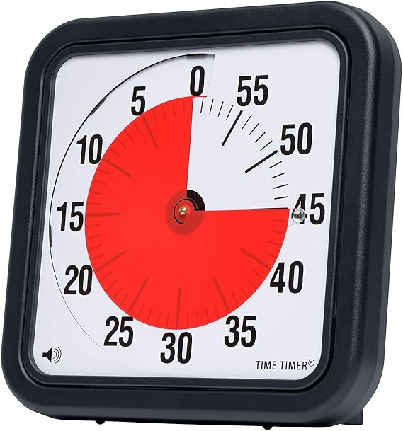 Time Timer Original Large 30x30 cm; 60 Minute Visual Timer - Classroom or Meeting Countdown Clock for Kids and Adults (Black)