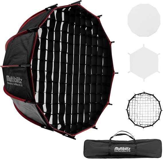 Multiblitz Deep Rota Softbox SF-65 Bowens with Grid and Diffusers Light Shaper for Studio Flash and LED Continuous Light Light Diffuser for Portrait Photography and Video Lighting