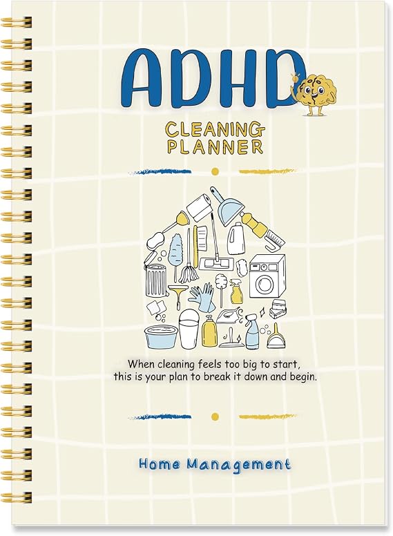 ADHD Cleaning Planner, Visual Cleaning Schedule and Checklist Notebook with Progress Trackers & a 30-Day Declutter Challenge for Busy Adults, Women, Shared Households