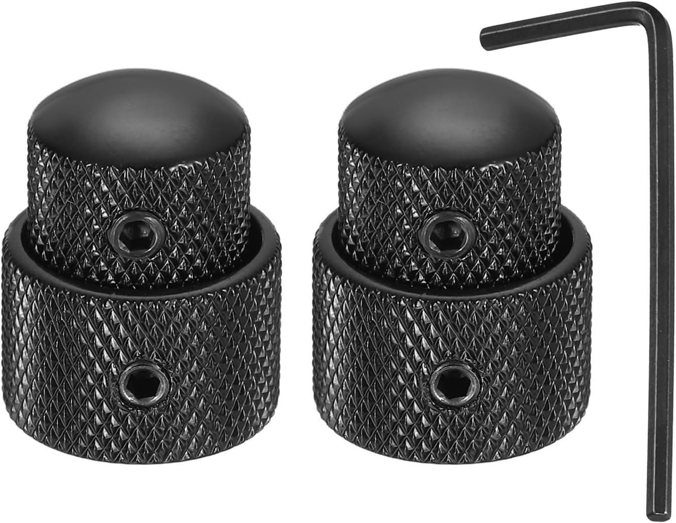 sourcing map 2Pcs Dual Concentric Stacked Control Knobs, 1/4" Universal Metal Volume Tone Audio Control Knobs with Wrench for Electric Guitar, Bass, Black