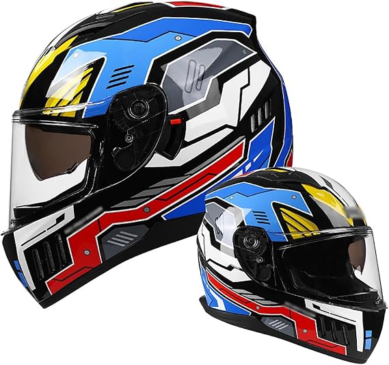 Motocross Helmet, Integral Motorcycle Crash Helmet with Dual Visor Unisex ECE 22.06 Approved Full Face Motorcycle Crash Helmet, Four Seasons