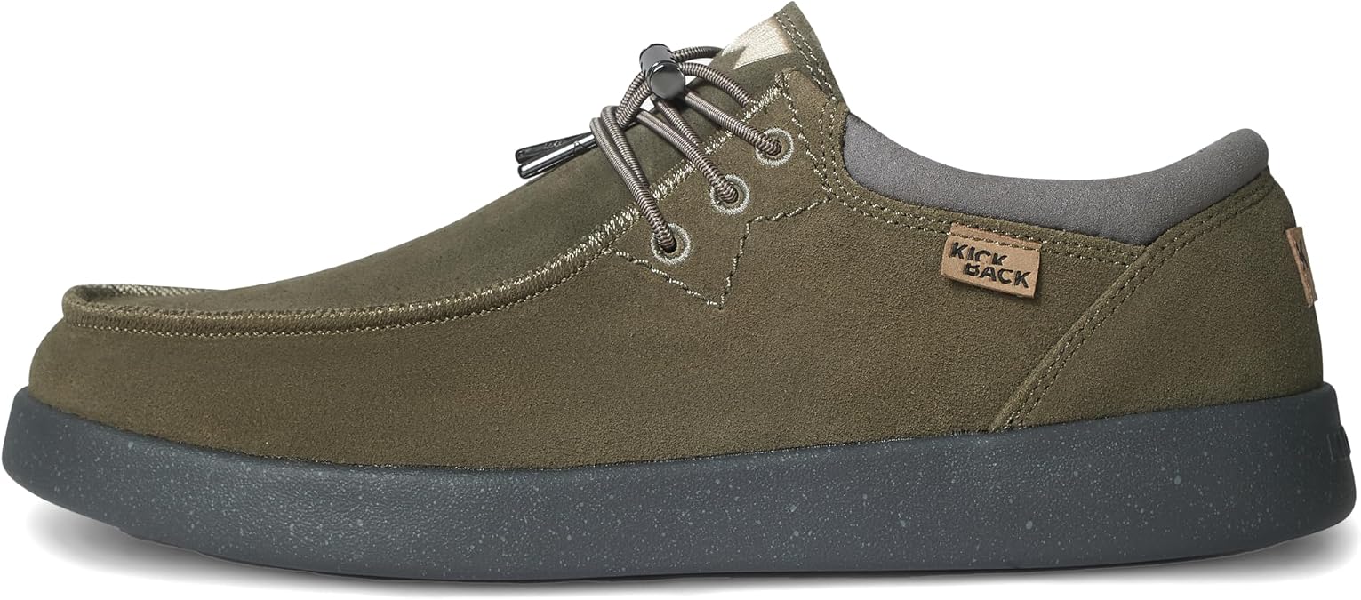 Kickback Haven Men’s Suede & Leather Loafers – Lightweight Comfortable Slip‑On Casual Shoes with Elastic Laces, Cushioned Support Sole and Leather Lined Insole – Smart Everyday Footwear