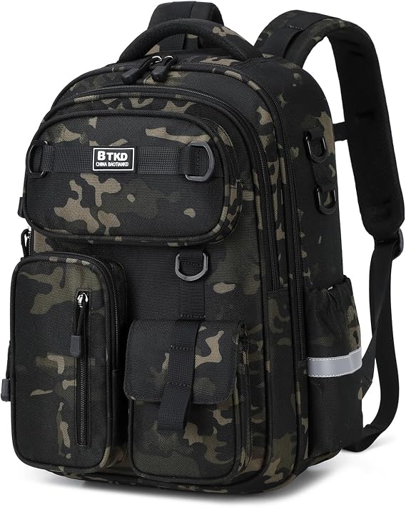 Amythe Large School Backpack for Boys 8-12 Years Lightweight, Camouflage