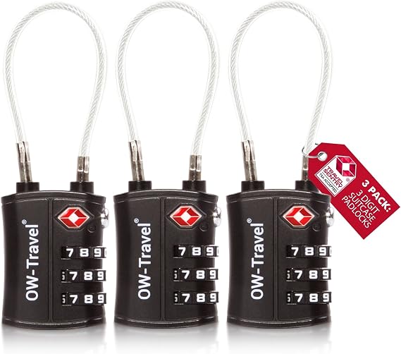 TSA Combination Padlocks with Flexible Steel Cable Anti-Theft Suitcase – 3