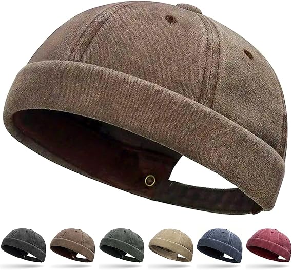 Initlove Docker Hat for Men Vintage Brimless Sailor Hat Beanie Cap