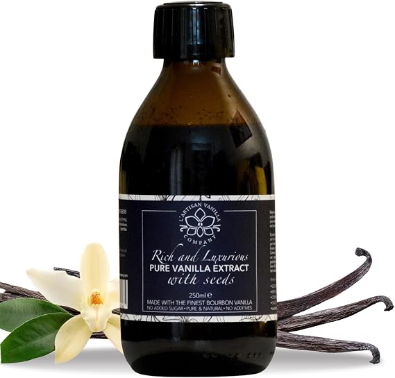 L'Artisan Vanilla Company - Rich & Luxurious, Pure, Natural Vanilla Extract, with Seeds. Double Strength. Made with Premium Gourmet Bourbon Vanilla (250ml)