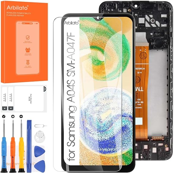 For Samsung Galaxy A04s Screen Replacement with Frame,Incell | for SM-A047F,SM-A047F/DS,LCD Display Digitizer Touchscreen Assembly,Includes Repair Tools
