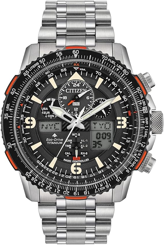 CITIZEN JY8108-53E Men's Wristwatch, Reverse Import Chronograph, Analog Digital, Radio, Solar, Solar, Black, Silver, International Model