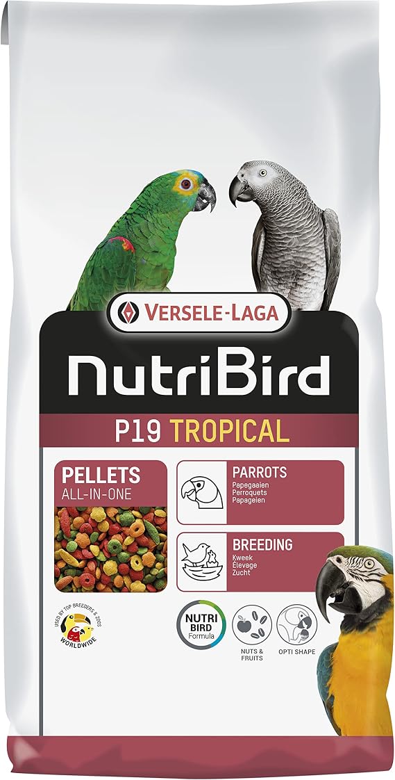 Versele-laga Nutribird P19 Tropical Papağan Pelet Yem 10Kg, 810-422132 [Enerji Sınıfı A+]