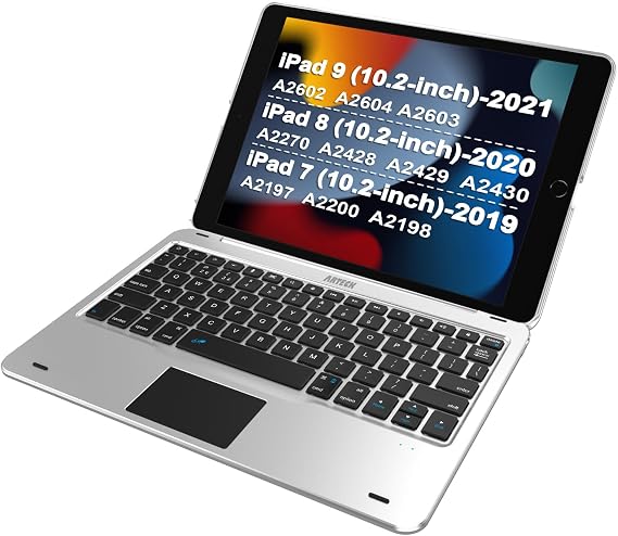 Arteck Keyboard Case with Track Pad for iPad 9th Gen 10.2-inch 2021, Bluetooth Keyboard with Folio Full Protection Case and Touch Pad for Apple 10.2-inch Pad 9 Pad 8, 7 with Swivel Rotating