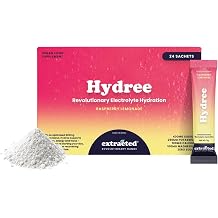 Hydree Advanced Electrolyte Drink Mix, Sodium Potassium Magnesium Calcium Citrate Blend, Natural Raspberry Flavour, Zero Sugar, Himalayan Salt and Stevia, 24 Single-Serve Sachets
