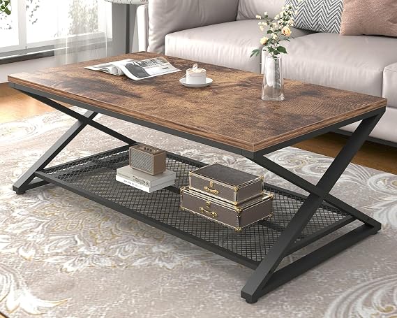 LVB Coffee Table for Living Room Coffee Tables Storage 120cm Rustic Brown