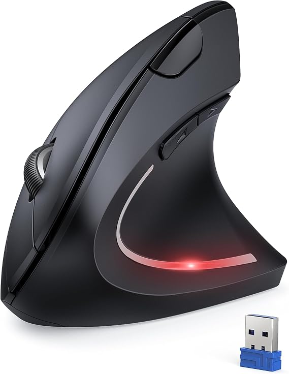 TECKNET 2.4G Wireless Vertical Mouse, 4800DPI 5 Levels Adjustable Mouse