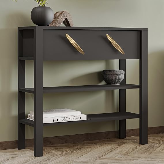 İnarch Dizayn Henric 90 cm Tek Kapaklı Modern Dresuar – Raflı Konsol & Antre Dolabı, Antrasit