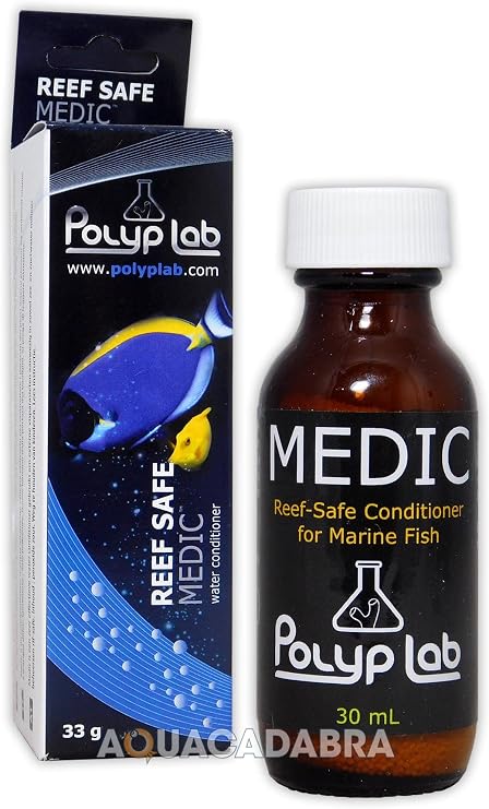 Polyp Lab Medic 30ml - Water Conditioner - White Plastic - Reef Safe - Treats Marine Ich, Freshwater Ich & Marine Velvet