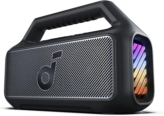 Soundcore Anker Boom 2 Bluetooth Speaker, Outdoor Speaker with 80W, Subwoofer, BassUp 2.0, 24H Playtime, IPX7 Waterproof, Floatable, RGB Lights, Custom EQ, USB-C, Portable for Camping, Beach, Garden