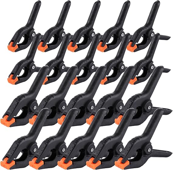ASelected 20 Pcs Spring Clamps Nylon Spring Clamp Plastic Heavy Duty Grip Clips Set 10Pcs 2 Inch Clamps, 10Pcs 3 Inch Clamps