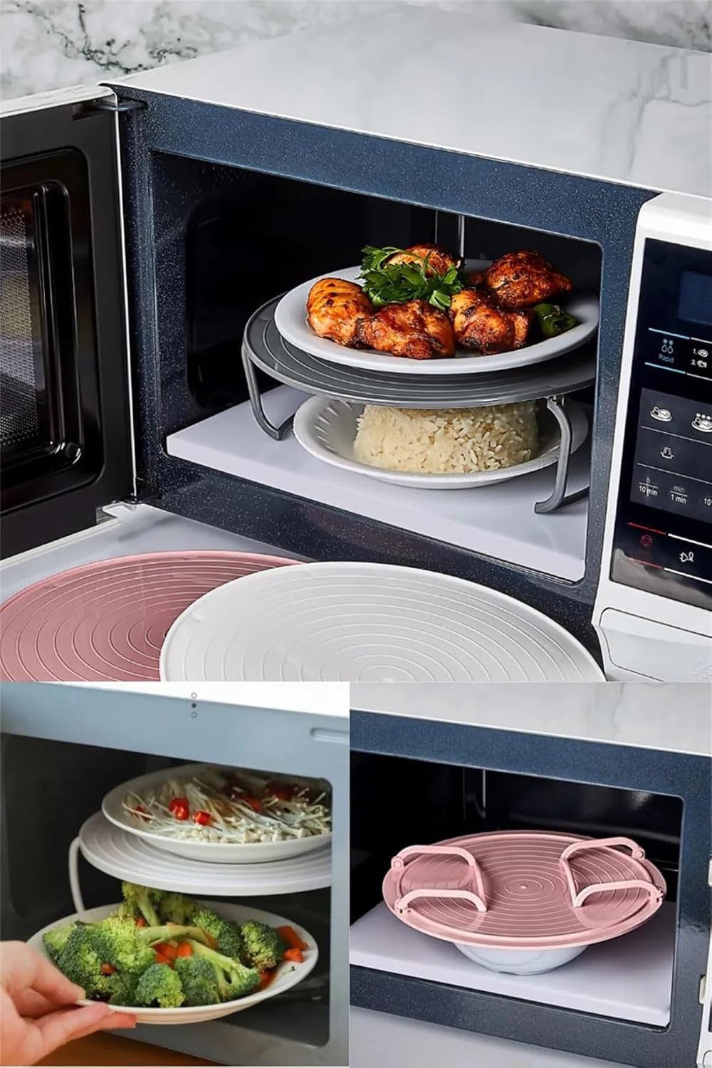 Practical Foldable Refrigerator And Microwave Rack Standing Heat Resistant Regulator Rack White