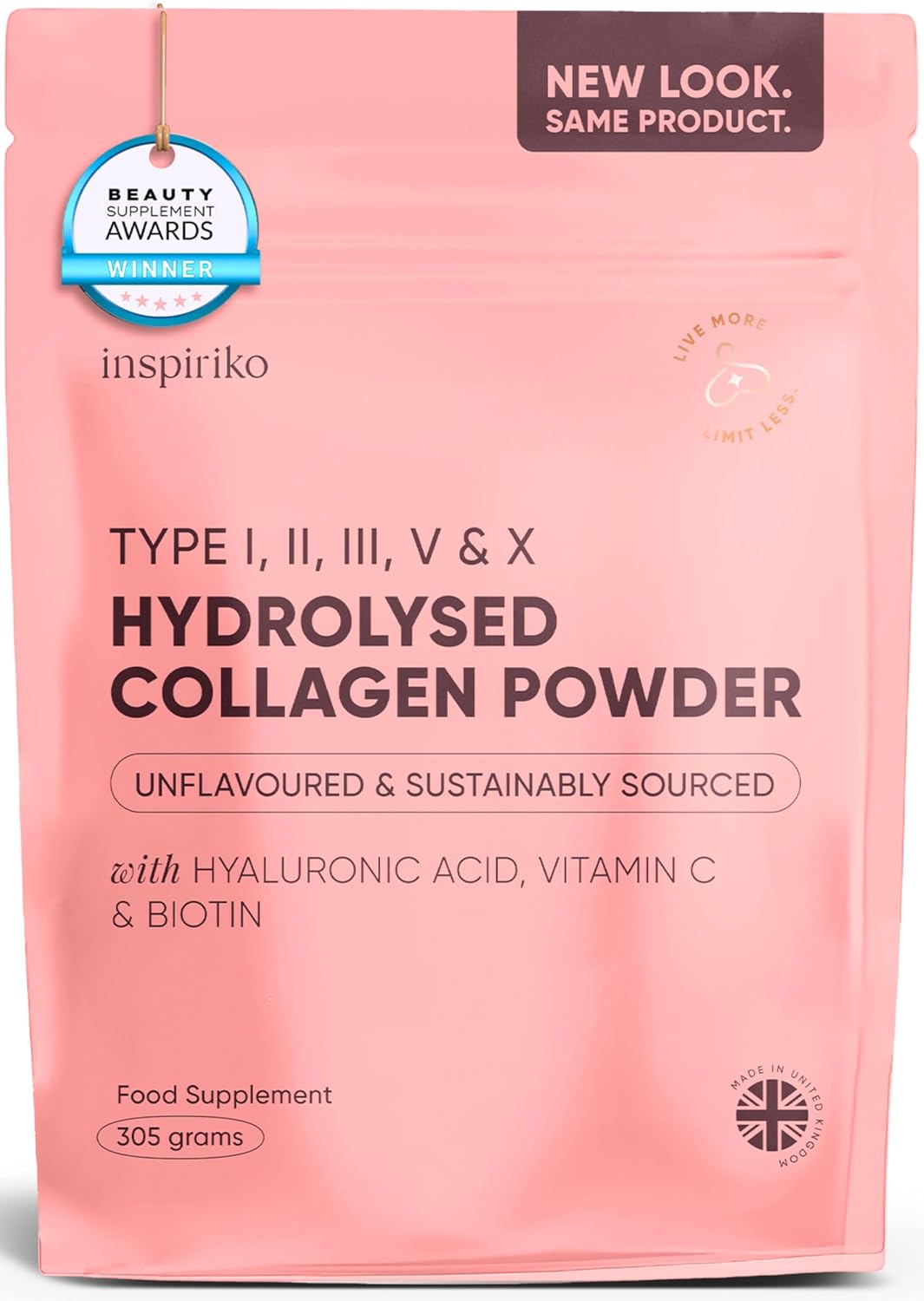 Multi Collagen Powder for Women - 10,000mg Type I, II, III, V & X Hydrolyzed Collagen Supplements for Women with Hyaluronic Acid, Vitamin C & Biotin, 30 Servings