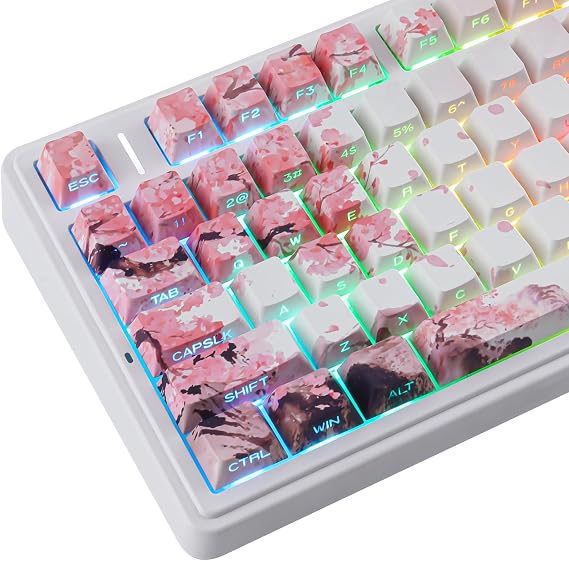 Tsungup PBT キーキャップ 桜 キーキャップセット サクラピンク キーキャップ 131キー