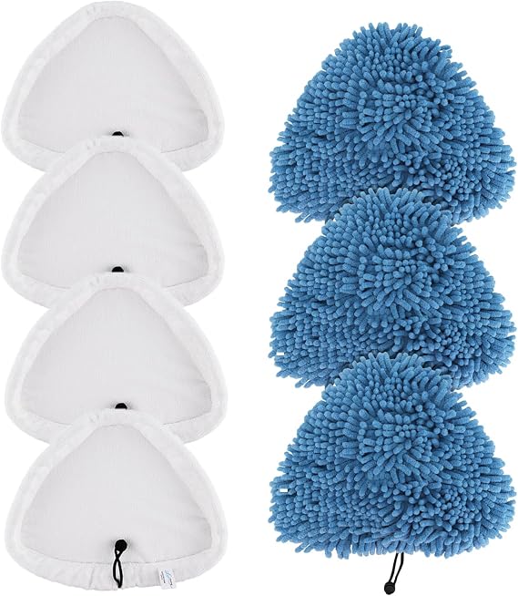 Sgizoku 7Pack Universal Steam Mop Pads Compatible with H2O Steam Cleaners:for H20 HD/X5 Microfiber Cloths Covers Replacement for Vax/Viledas Cleaning Mop Pad, 4White +3 Blue