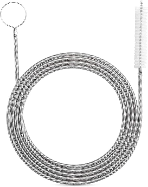 Extra-Thick Flexible Feeding Tube and Drain Cleaning Brush: Stronger Spring Version for Enhanced Precision and Durability