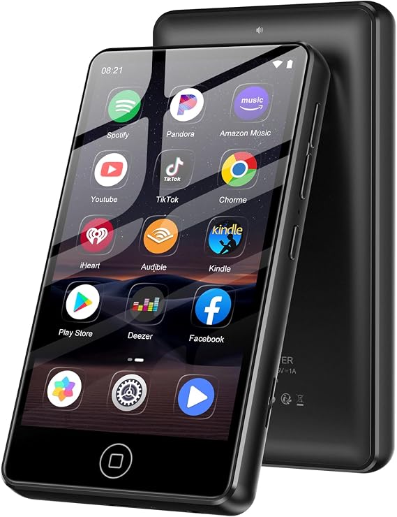 144GB MP3 Player with Bluetooth and WiFi, Android Spotify Music Player for Pandora, Amazon Music, Audible. 4.02" Touchscreen, Speaker, Supports Play Store,Up to 512GB (4.02''Black)