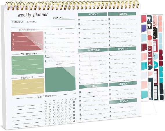 Undated Weekly Planner Pad, 52 Sheets To Do List Notebook, Green