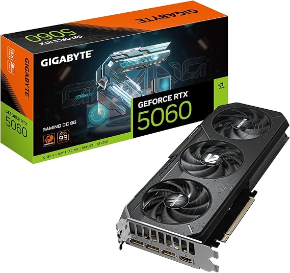 Gigabyte GeForce RTX 5060 GAMING OC 8G Graphics Card - 8GB GDDR7, 128bit, PCI-E 5.0, 2595 MHz Core Clock, 3 x DisplayPort, 1 x HDMI, GV-N5060GAMING OC-8GD
