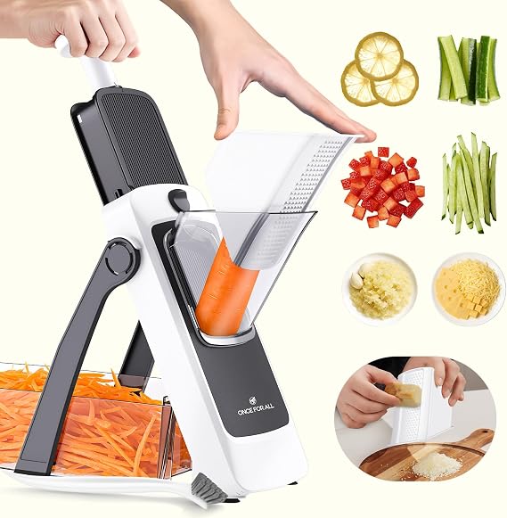 ONCE FOR ALL Safe Mandoline Slicer 5 in 1 Vegetable Chopper