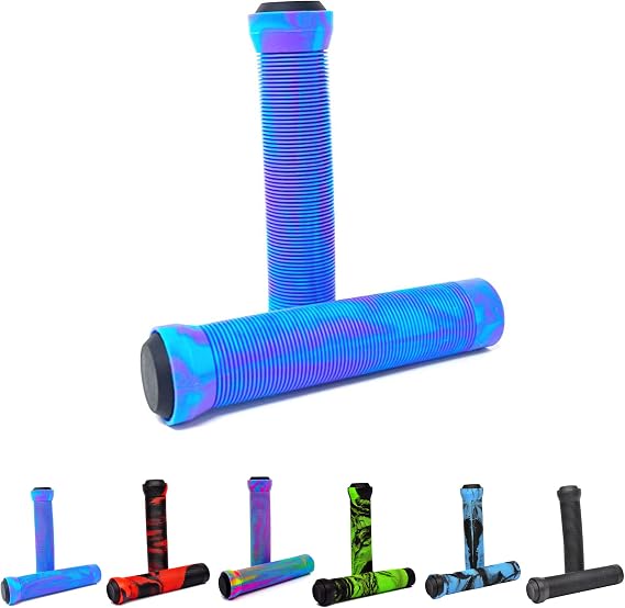 Bicycle Handlebar Grips, Non-Slip Soft Rubber Cycling Grips, Waterproof for MTB BMX Cycle Road Mountain Bike Multi Coloured Rainbow (1 Pair)