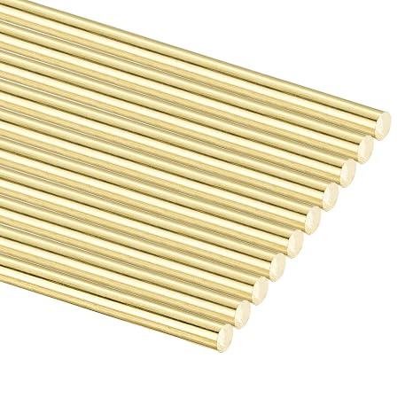 sourcing map 10Pcs H65 Brass Round Rods, 3mm OD x 300mm Length Solid Stock Lathe Bar, Welding Rod for Knife Handle Pins, DIY Craft Model Plane Car, Drift Punches Shaft Machining