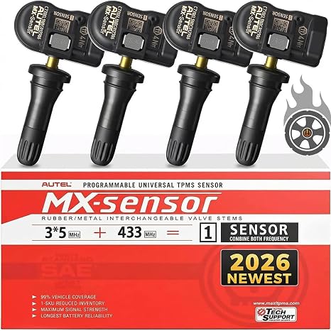 Autel MX-Sensor TPMS Tire Pressure Sensor, Press-in Rubber, Set of 4