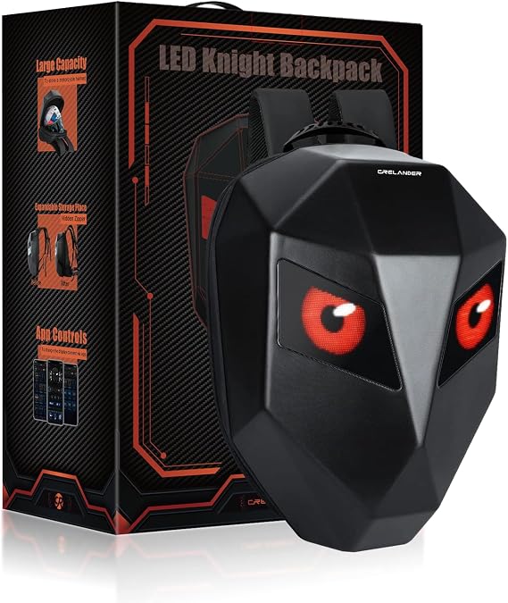 Crelander LED Motorcycle Backpack,Programmable Knight Rider Helmet Bag with LED Display, Hard Shell Laptop Bag