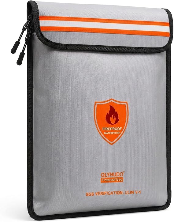 Fireproof Bag for Documents, Fireproof Money Bag for Cash with Zipper (Reinforced Fire Protection - Aluminum Foil Lining), Waterproof Document Pouch for Valuables