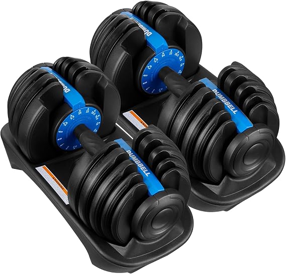 LSLIFE 24/25/40KG Adjustable Dumbbells, Dumbbells Set for Saving Place Adjustable Dumbbell Weights with Safety Locking Non-Slip Handle Home Gym Strength Training