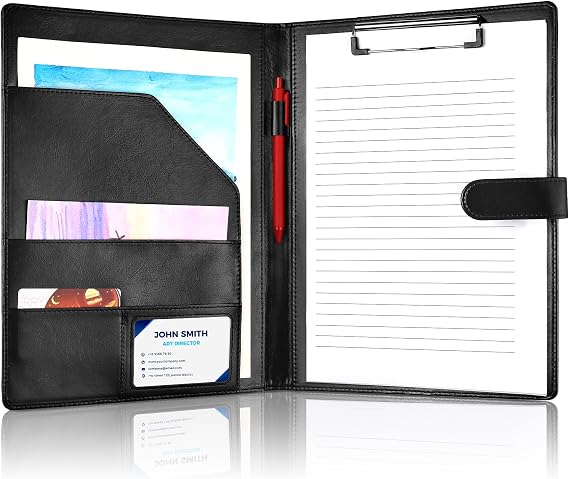 A4 Clipboard Folder with Cover, PU Leather Conference Folder for Legal Pad