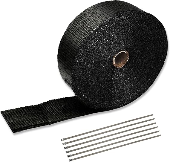 10pcs Black 2" x 50' Exhaust Header Heat Wrap Roll Stainless Steel Lock Tie Motorcycle Car Heat Shield