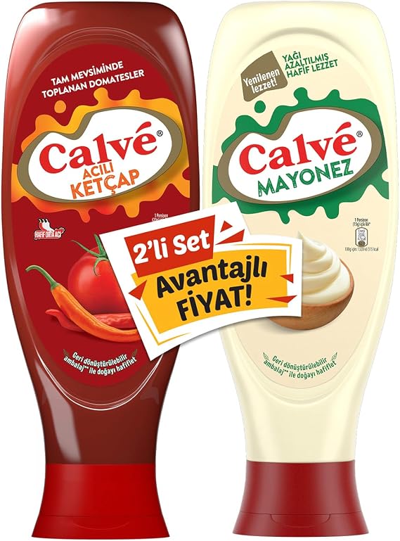 Calve Acılı Ketçap+Yağı Azaltılmış Mayonez 2'li Set 1150 g