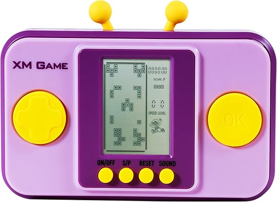 Creativity Brick Game Console 26 Block Games Adjustable Level/Speed ​​ Retro Handheld Game Console Soft Silicone Buttons Racing/Tank Battle Electronic Toys Children's (Purple)