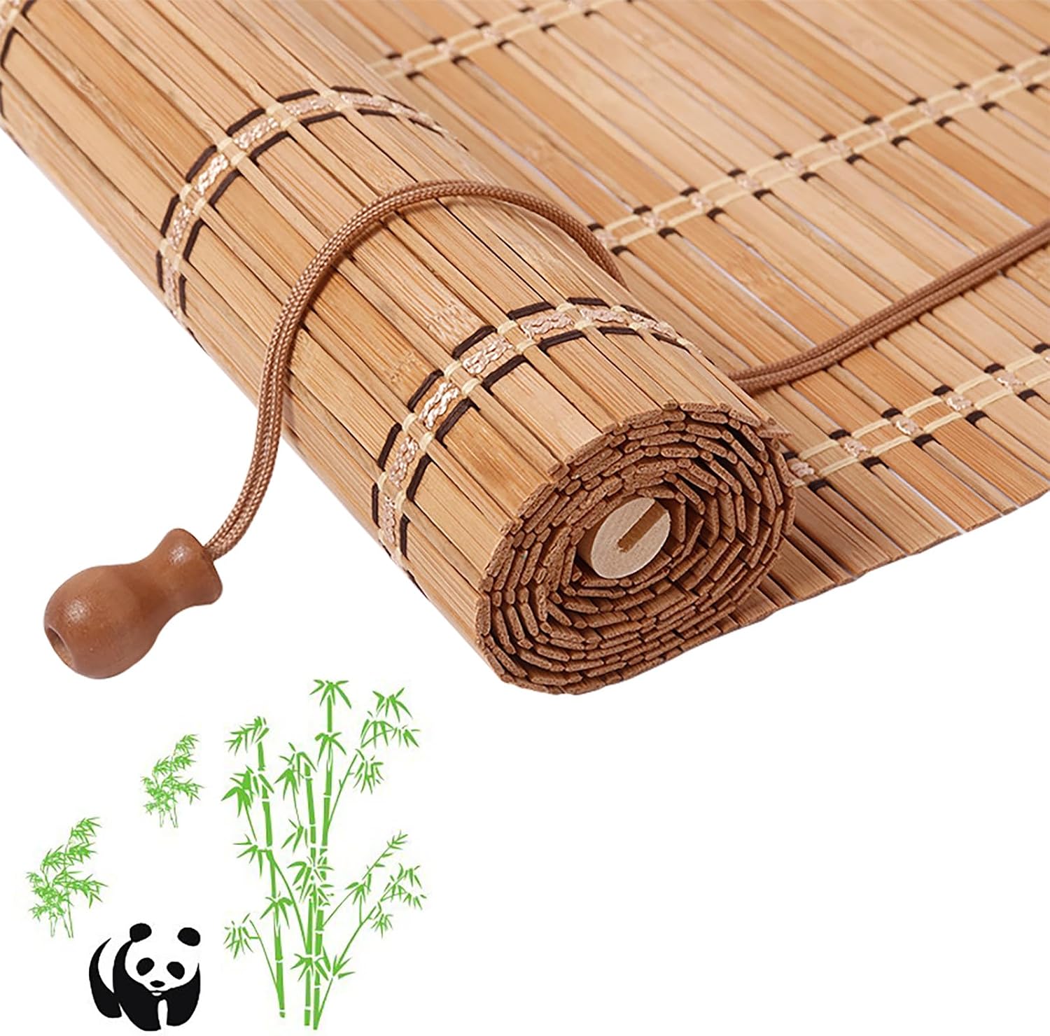 Bamboo Roller Blind Bamboo Privacy Screen Window Blinds Interior Window Frame Hand Woven Suitable for Indoor and Outdoor Use F+ Carbonised Colour