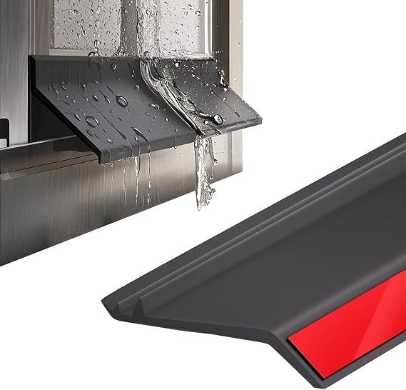 Black Door Rubber Rain Drip Guard for Windows Drip Cap Rain Deflector, Self-adhesive Window Gap Water Barrier, Door and Window Rain Guards, Weather Resistance for Indoor Outdoor(2m(6.6ft),5.5cm)