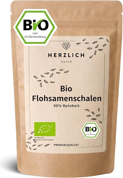 Organic psyllium husks 500 g 99% purity Indian psyllium husks fibre-rich laboratory tested perfect for digestion cereal yogurt baking certified organic quality warm nature