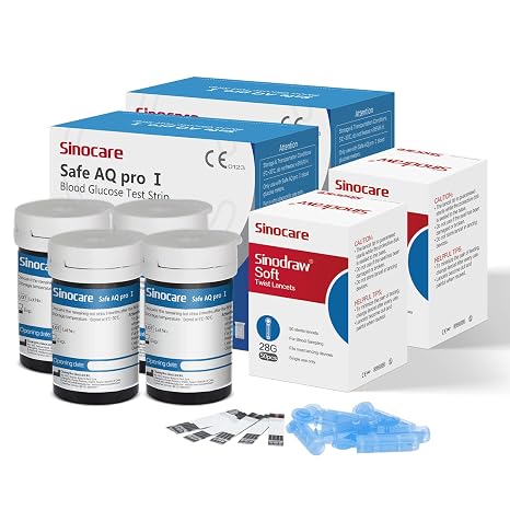 100 pcs Blood Sugar Test Strips&100 Lans for Sinocare AQ Pro I Glucometer
