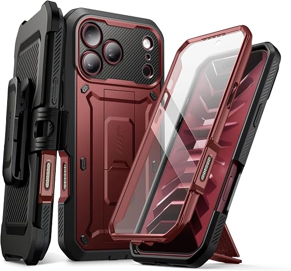 SUPCASE for iPhone 18 Pro Case / 17 Pro Case with Belt Clip, Burgundy