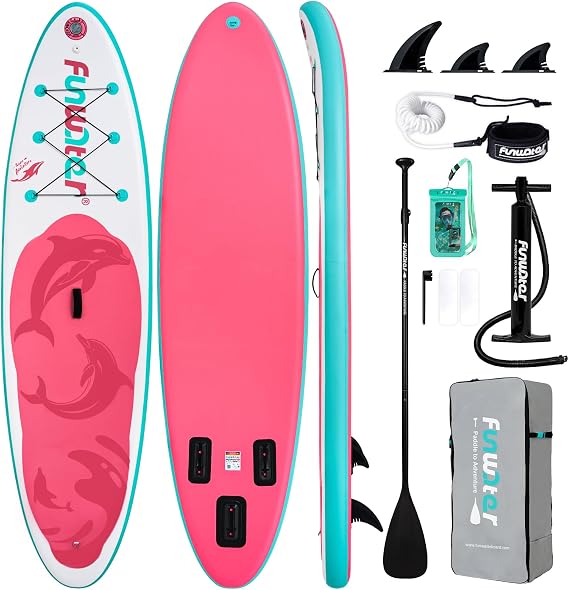 FunWater Inflatable Stand Up Paddle Board with SUP Premium Paddle Board Accessories, EVA Non-Slip Plate, 13ft/10.5ft/7ft Paddle Boards for Adults and Youth of All