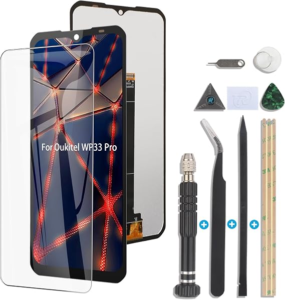 RongZy Screen Replacement for Oukitel WP33 Pro LCD Touch Screen Internal Digitizer for Oukitel WP33 Pro Display Replacement Assembly with Tools Kit(Black)