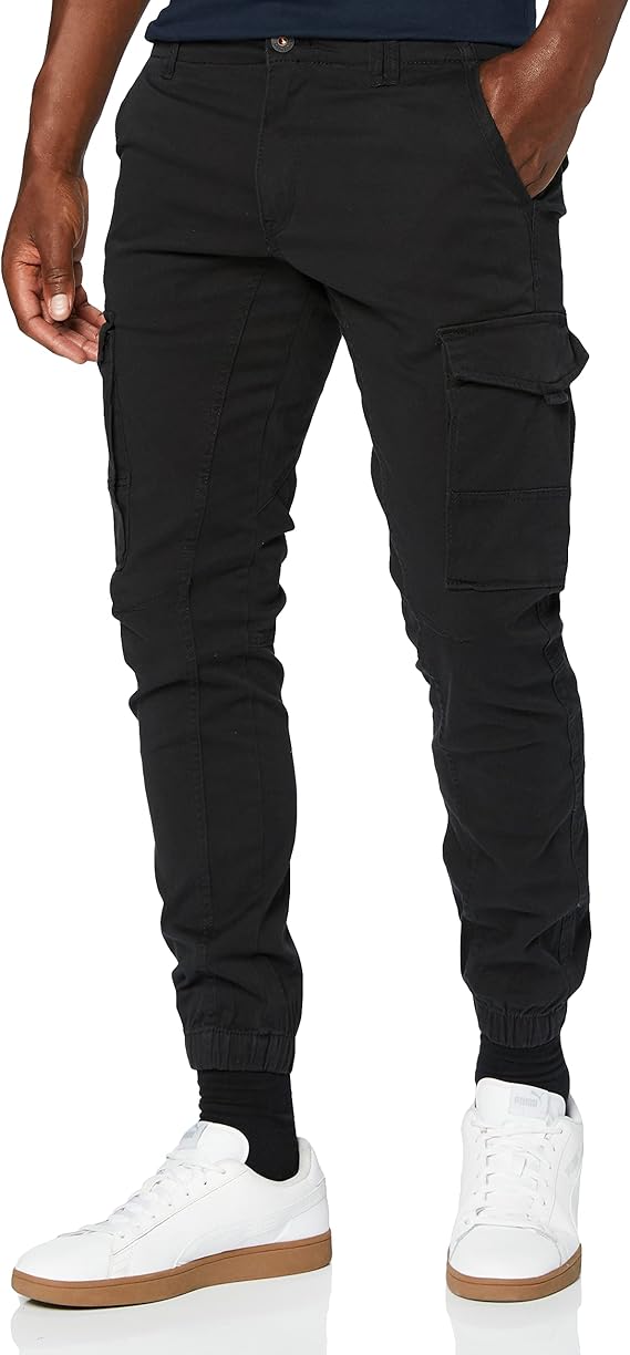 JACK & JONES Mens Stretch Cuffed Cargo Pants Cotton