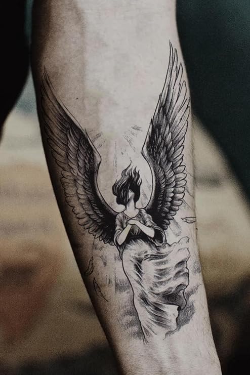 BearPear Angelic Gerçek Dövme Görünümlü Unisex Melek Dövmesi, Tattoo, Üniseks Dövme, Kol Dövmesi, Omuz Dövmesi