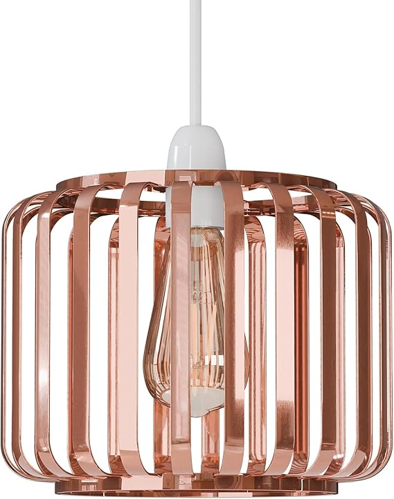 Rose Gold Metal Wire Cage Ceiling Light Shade Easy Fit Pendant Lamp Shade